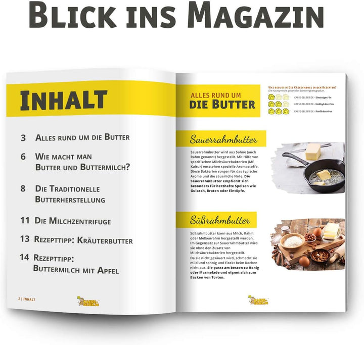 Butter und Buttermilch selber Machen - Set (inkl. Schritt für Schritt Anleitung)