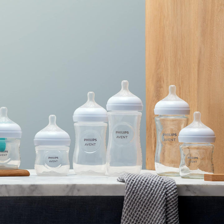 Philips Avent Glasflasche Natural mit Responsivem Schnuller 240ml, 2 Stück (Modell SCY933/02)