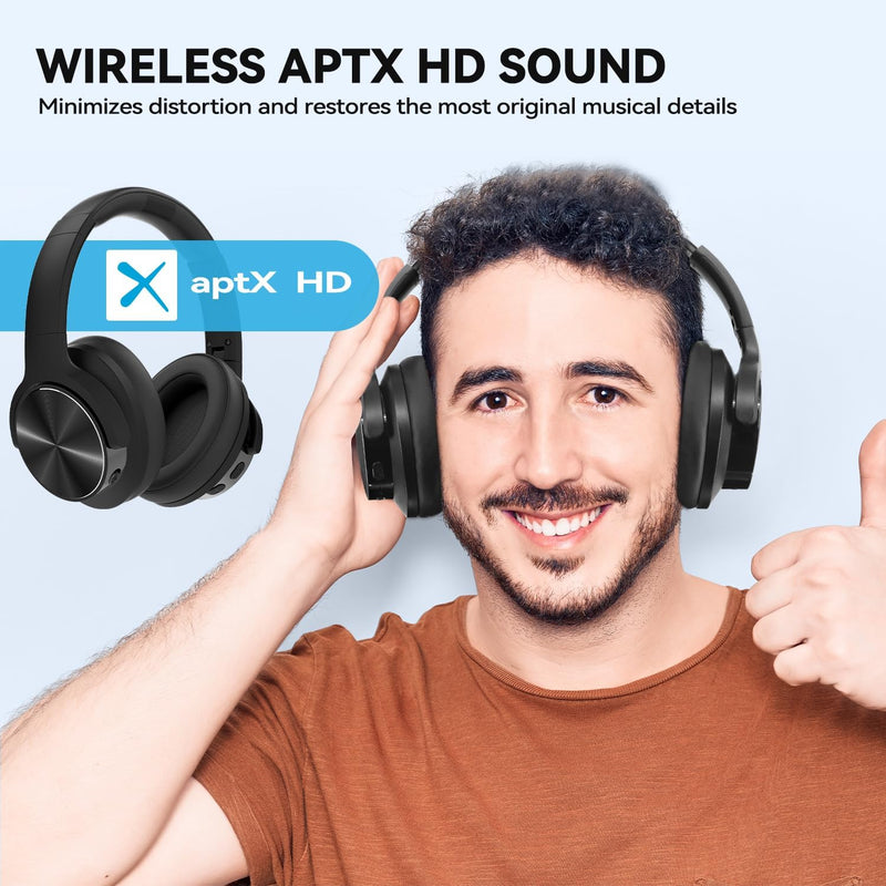 AUSDOM E9 Over-Ear Bluetooth Kopfhörer: Faltbare Kabellose Noise Cancelling Kopfhörer ANC mit aptX H