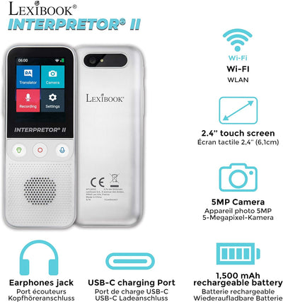 Lexibook NTL3000 Interpretor 3-Instant Voice 137 Sprachen, Fotoübersetzung und Memos, Pro Portable &