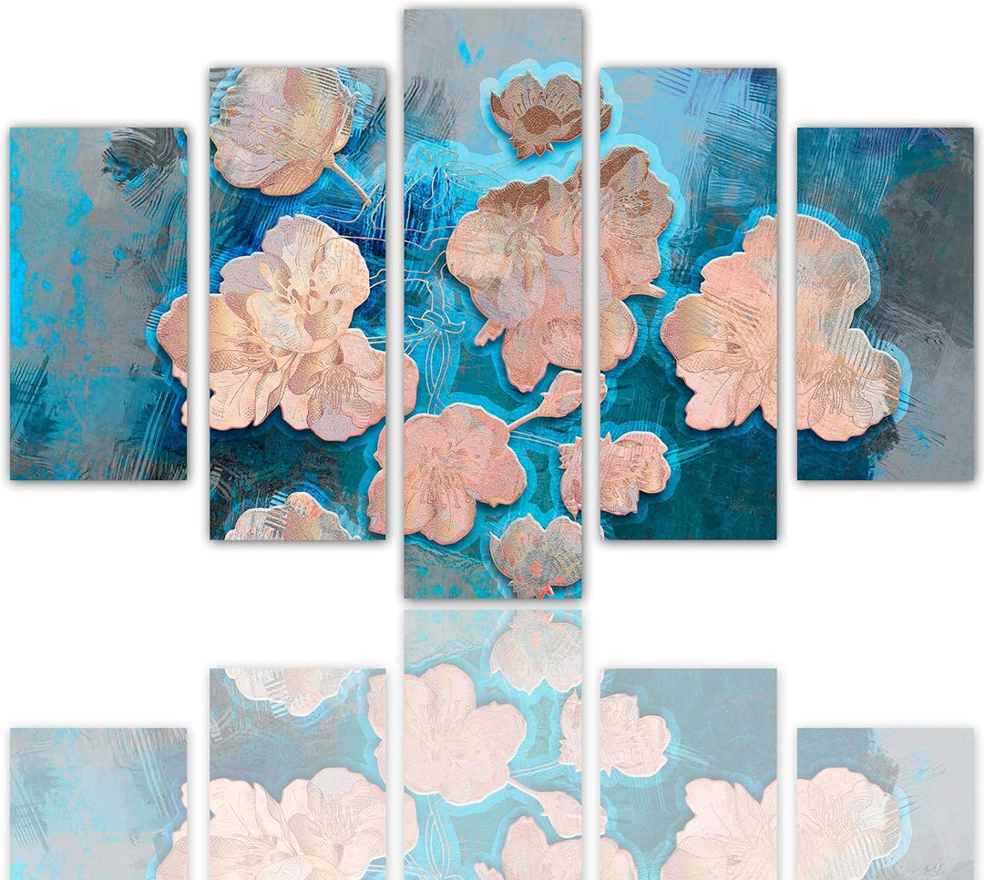 Feeby Leinwandbild 5-teilig Pflanzenmotiv Bild Wanddeko Abstraktion Beige 150x100 cm Leinwandbild 15