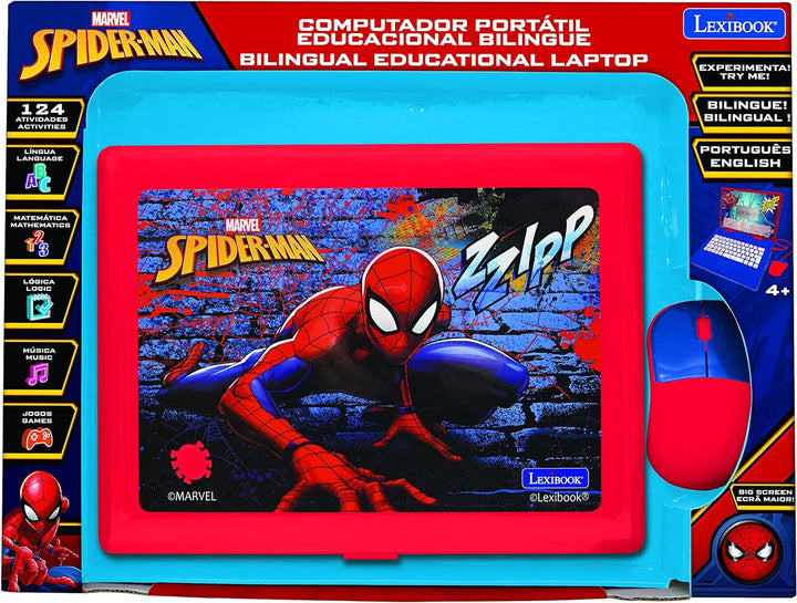 Lexibook JC598SPi4 Marvel Spiderman-Laptop, Lern- und zweisprachiges Portugiesisch/Englisch, Spielze