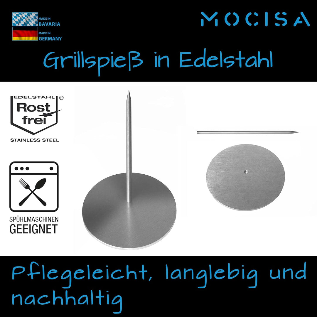 2'er Set Premium BBQ Grillspiess Gyrosspiess Grösse S und L | Dönerspiess Edelstahl | massiver unive