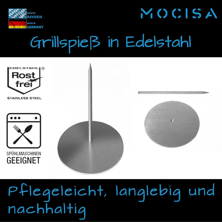2'er Set Premium BBQ Grillspiess Gyrosspiess Grösse S und L | Dönerspiess Edelstahl | massiver unive