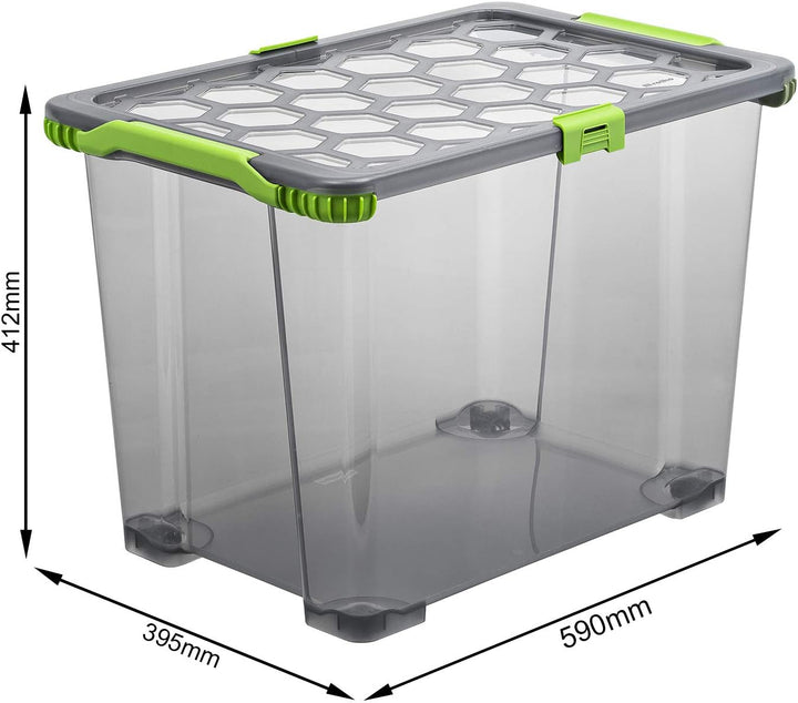 Rotho Evo Total Protection 3er-Set Aufbewahrungsbox 65l mit Deckel, lebensmittelechter Kunststoff (P