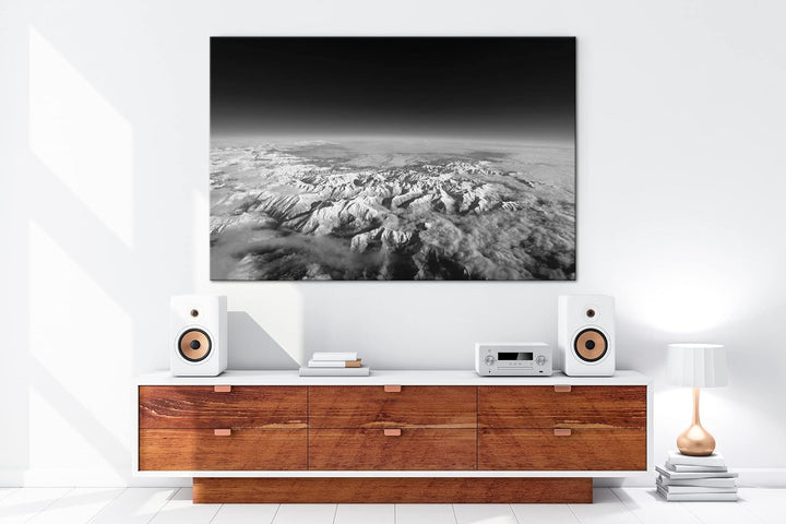 Blick auf die Welt - Luftbild von den Pyrenäen Effekt: Schwarz&Weiss,Format: 80x60 als Leinwandbild,