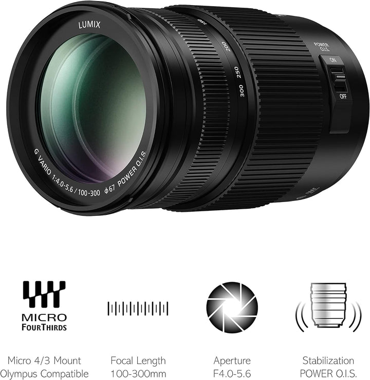 Panasonic H-FSA100300E Lumix G Vario 100-300 mm/ F4.0-5.6 II/ O.I.S. schwarz Single, Single