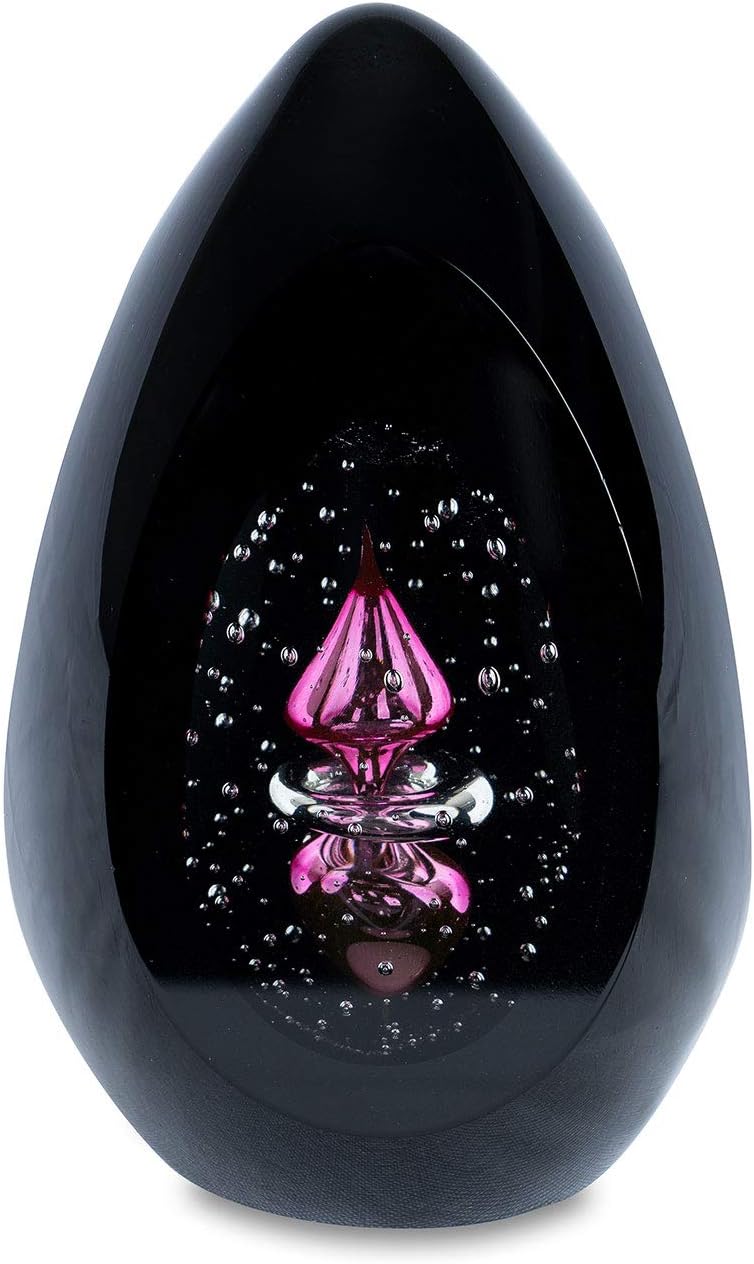 levandeo Design Glas Skulptur H15cm Schwarz Rosa Kunst Unikat Briefbeschwerer Deko Figur Glasdeko, R