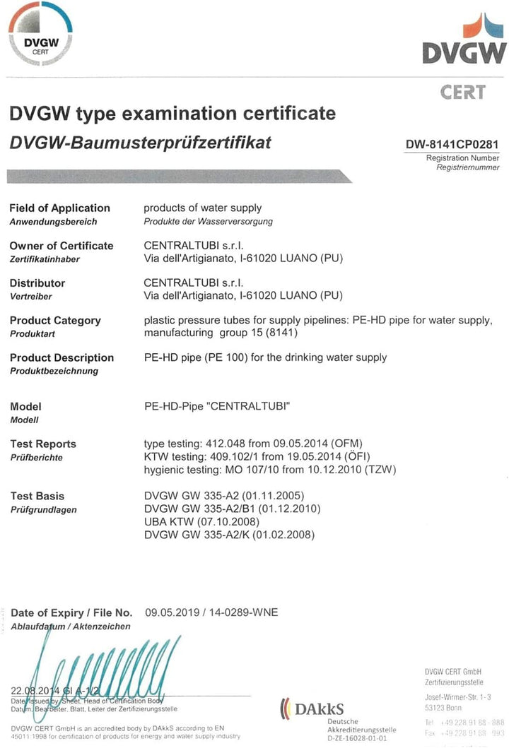 Stabilo-Sanitaer 25 m PE 100 HD Rohr 3/4 Zoll 25 x 2,3 mm PN16 flexible HDPE/Wasserleitung/Trinkwass