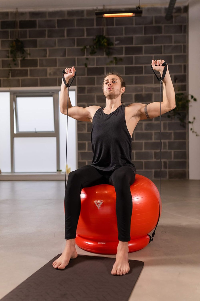 RDX Gymnastikball mit Widerstandsbänder Stabilitätsbasis, Extra Dicker Sitzball Yoga Pezziball Fitne