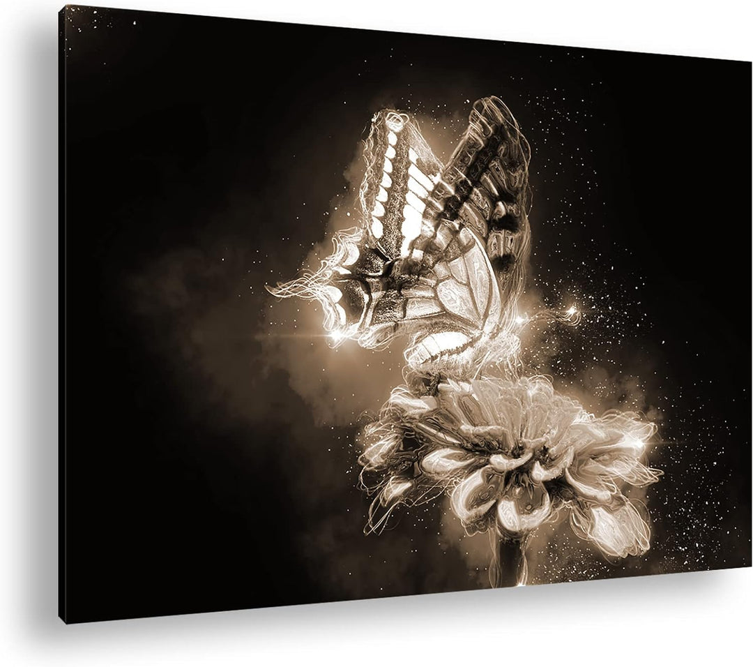 deyoli glitzernder Schmetterling Effekt: Sepia Format: 80x60 als Leinwandbild, Motiv fertig gerahmt