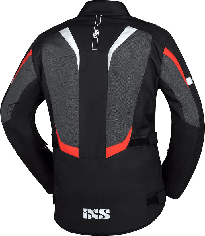 IXS Motorradjacke mit Protektoren Motorrad Jacke Gerona-Air 1.0 Tour Textiljacke schwarz/grau/rot 4X