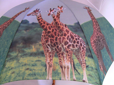 Cornelissen Regenschirm Giraffe mit Holzgriff, Automatikschirm, Stockschirm