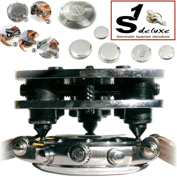 Einpresswerkzeug, Gehäuseöffner, Uhrenmesser, Gehäusehalter - Uhrenwerkzeug Starter-Set