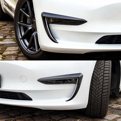 Tesvolution® Nebelscheinwerfer Abdeckungen in Carbonoptik für Tesla Model 3 - Augenbrauen für Schein