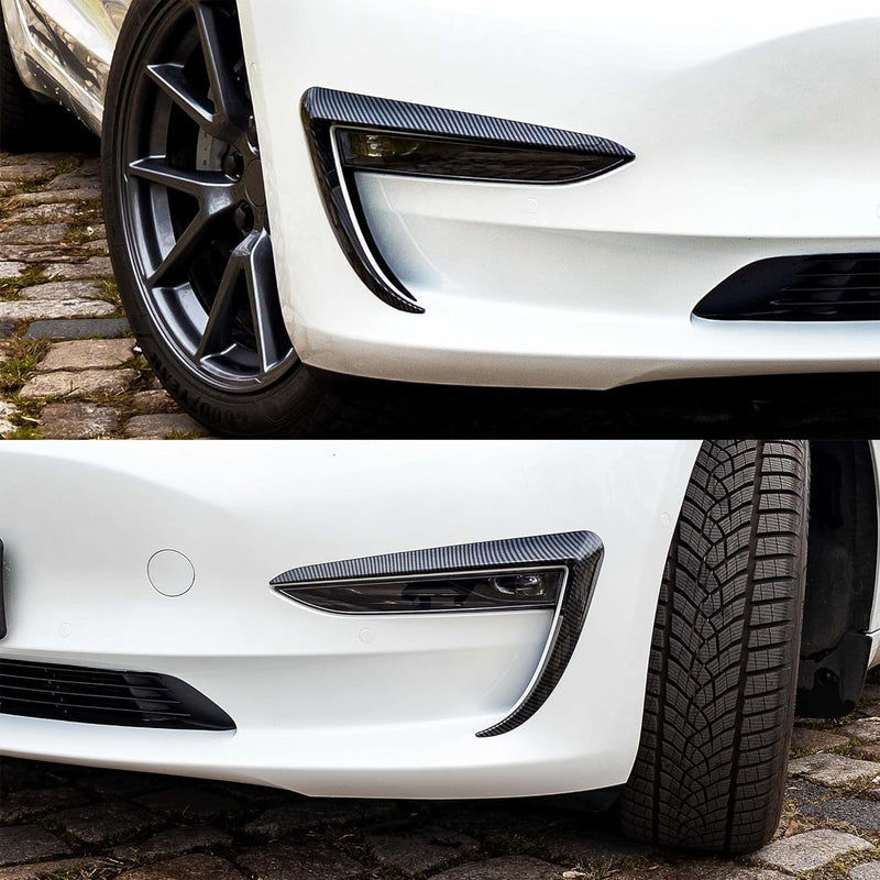 Tesvolution® Nebelscheinwerfer Abdeckungen in Carbonoptik für Tesla Model 3 - Augenbrauen für Schein