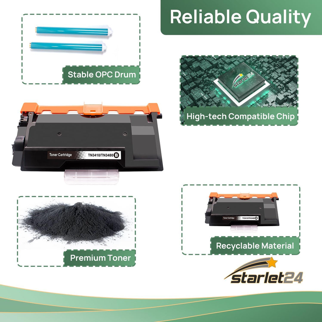 Starlet24 2X TN3480 TN-3480 Toner Kompatible für Brother TN3480, Toner Brother HL-L5100DN HL-L5100DN