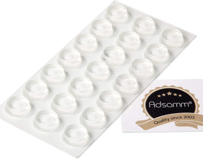 Adsamm® | 21 x selbstklebende Anschlagpuffer | Ø 20 mm | Höhe: 6,2 mm | rund | zylindrisch | Transpa
