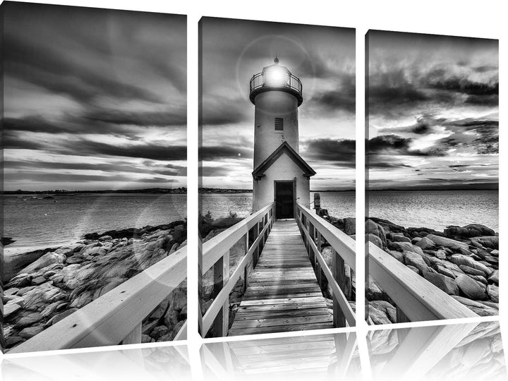 Pixxprint Leuchtturm bei Sonnenuntergang als Leinwandbild/Grösse: 3 Teilig (120x80) cm/Wandbild/Kuns