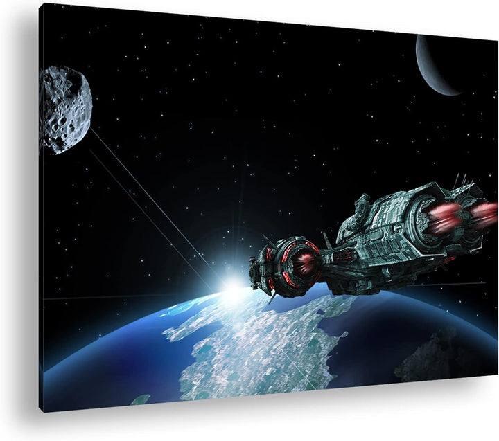 deyoli Raumschiff auf Entdeckungsreise Format: 80x60 als Leinwandbild, Motiv fertig gerahmt auf Echt