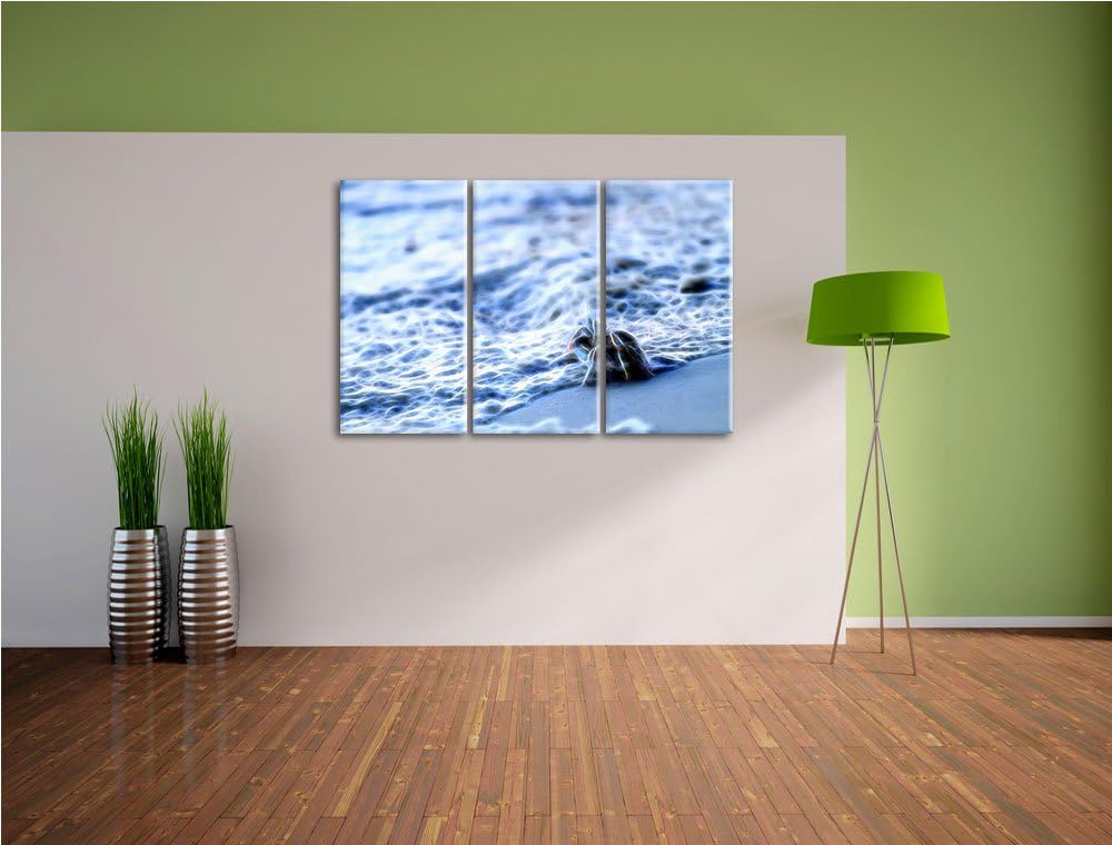 kleine Krabbe am Strand NewArt 3-Teiler Leinwandbild 120x80 Bild auf Leinwand, XXL riesige Bilder fe