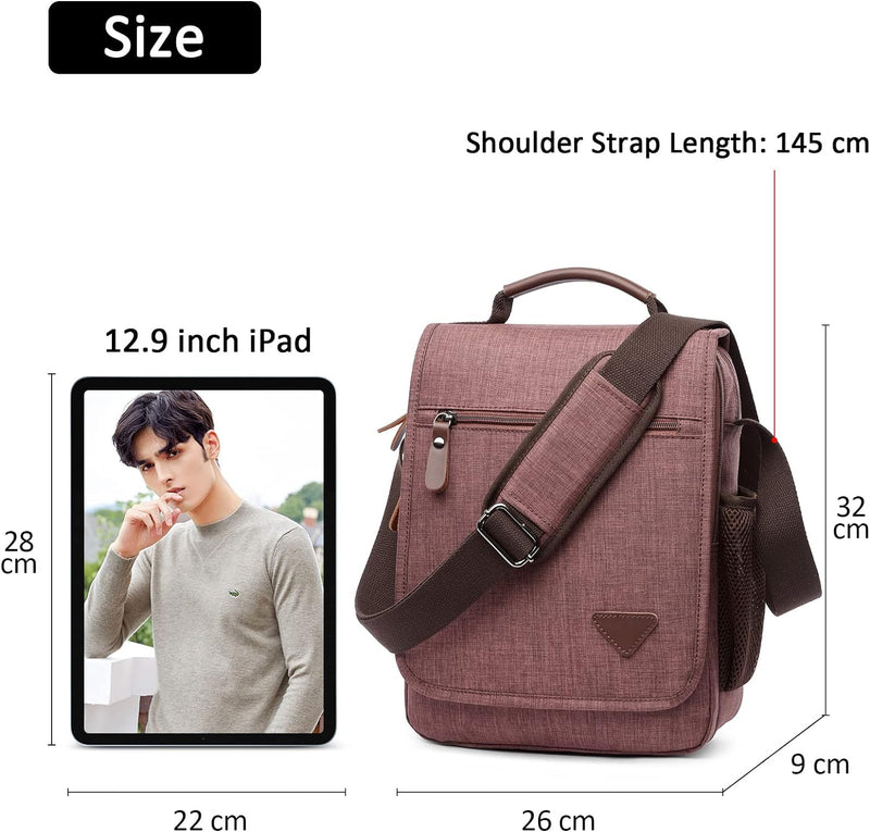 DORRISO Mode Umhängetasche Herren Schultertasche Elegante Schultertaschen für 12.9 Zoll Laptop Kurie