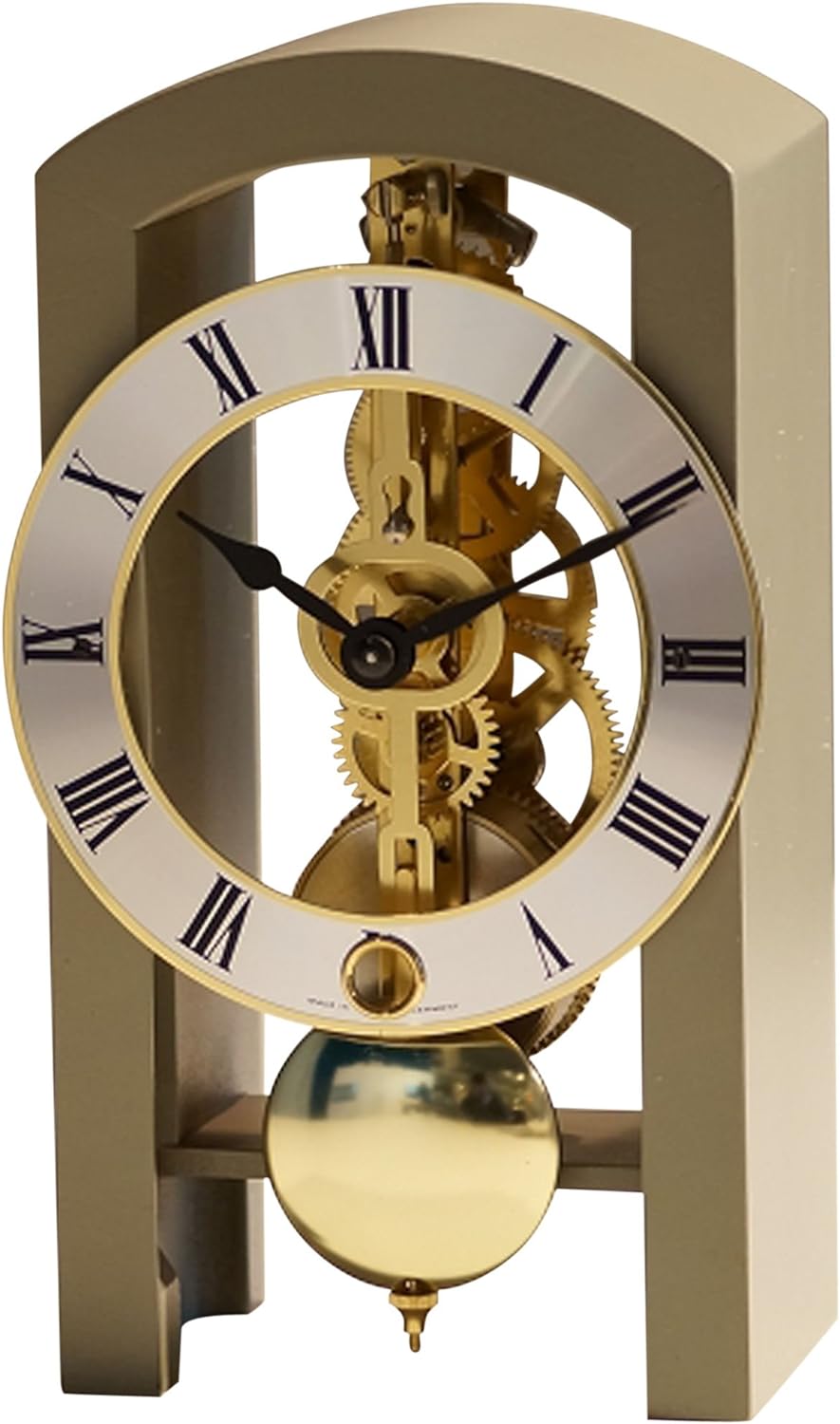 Hermle 23015-D10721 Moderne Skelett-Tischuhr, Grau, 18cm x 9cm x 11cm, Grau