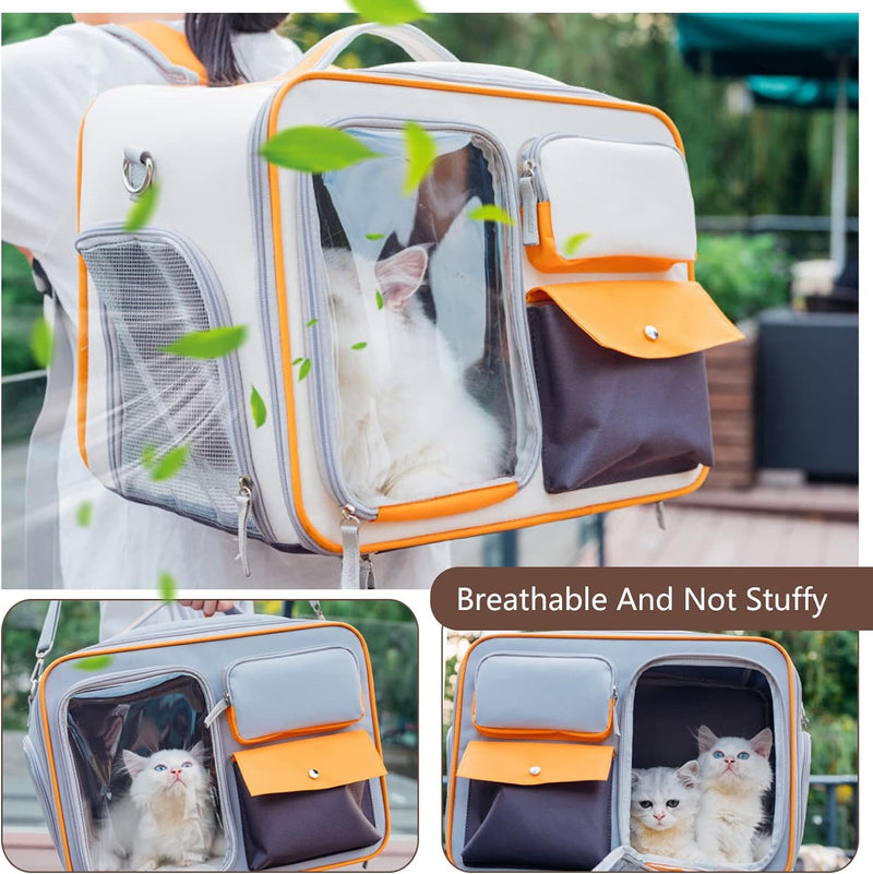 PETCUTE Haustiertragetasche,Hunde Transportbox mit Herausnehmbarer Matte,Faltbare Katzenrucksack Hun