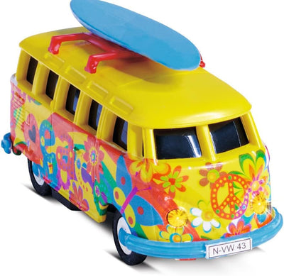 Carson 500504150 1:87 VW T1 Bus Flower Power 100% RTR - Fahrfertiges Modell, 2.4 GHz Fernsteuerung m