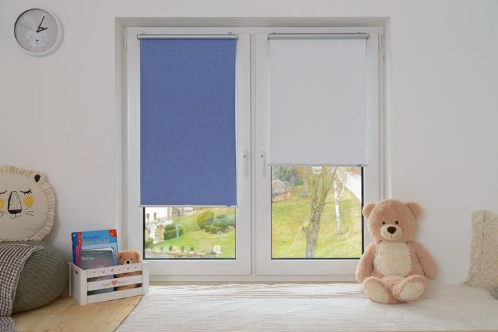 Springrollo/Mittelzugrollo mit modernen Struktur Stoff Jeans, 100 cm x 150 cm (B x L) Jeans 100 x 15