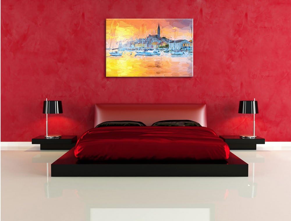 Pixxprint Kroatische Hafenstadt als Leinwandbild/Grösse: 100x70 cm/Wandbild/Kunstdruck/fertig bespan