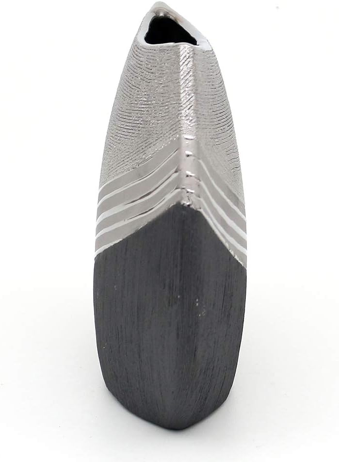 Dekohelden24 Edle Moderne Deko Designer Keramik Vase in Silber-grau, 25 cm Vase 25 cm., Vase 25 cm.