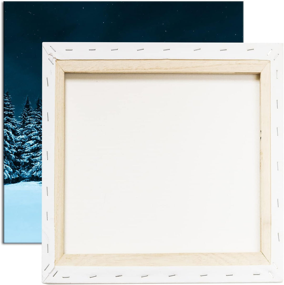 kleine Skihütte auf dem Gipfel Format: 70x70 Effekt: Monocrome Blau als Leinwandbild, Motiv fertig g