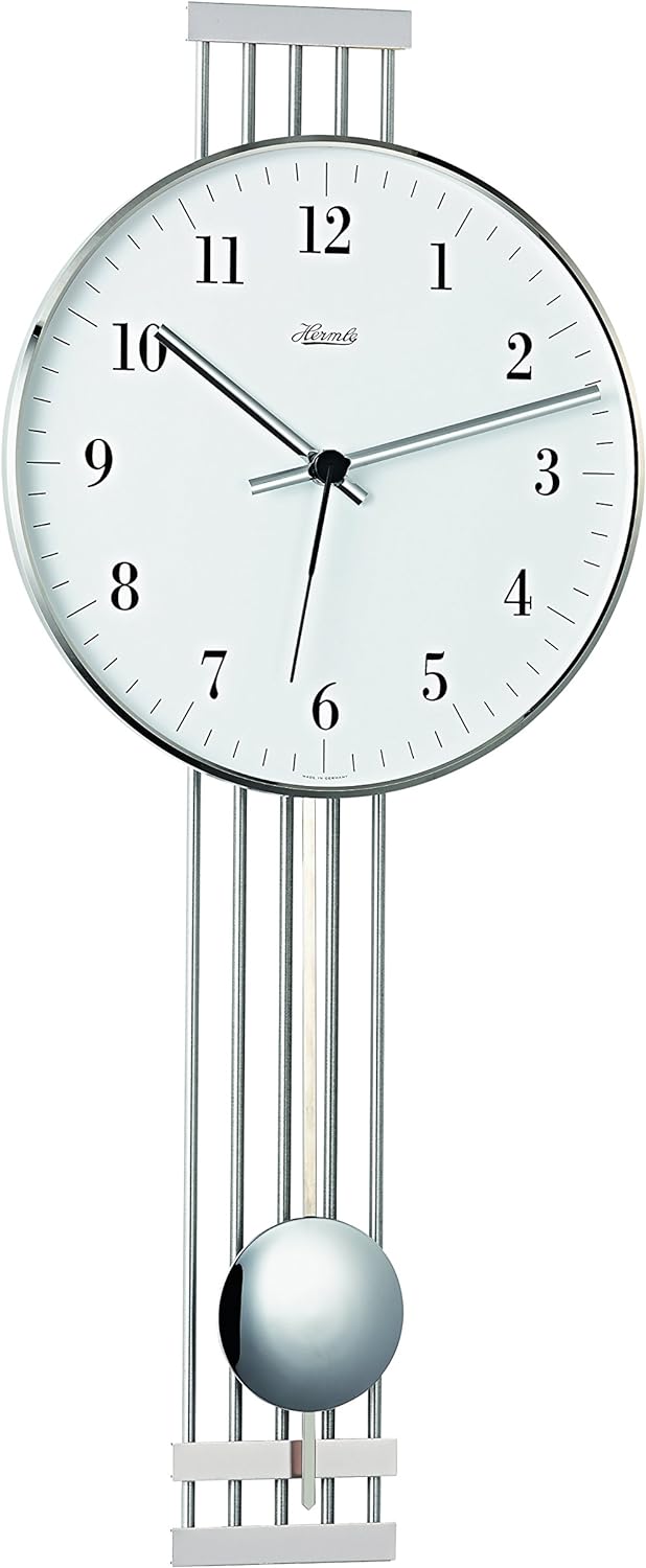 Hermle Uhrenmanufaktur Wanduhr, Metall, Silber, 56cm x 24cm x 7cm