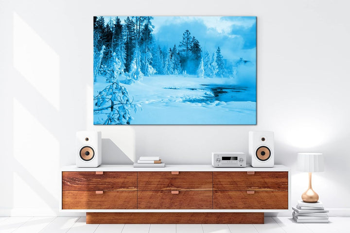 deyoli erstaunliche Schneelandschaft Format 80x60 Effekt: Monocrome Blau als Leinwandbild, Motiv fer