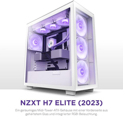 NZXT H7 Elite 2023 - CM-H71EW-02 - ATX Mid-Tower Gaming PC-Gehäuse - USB-C Port - Tempered Glass Fro