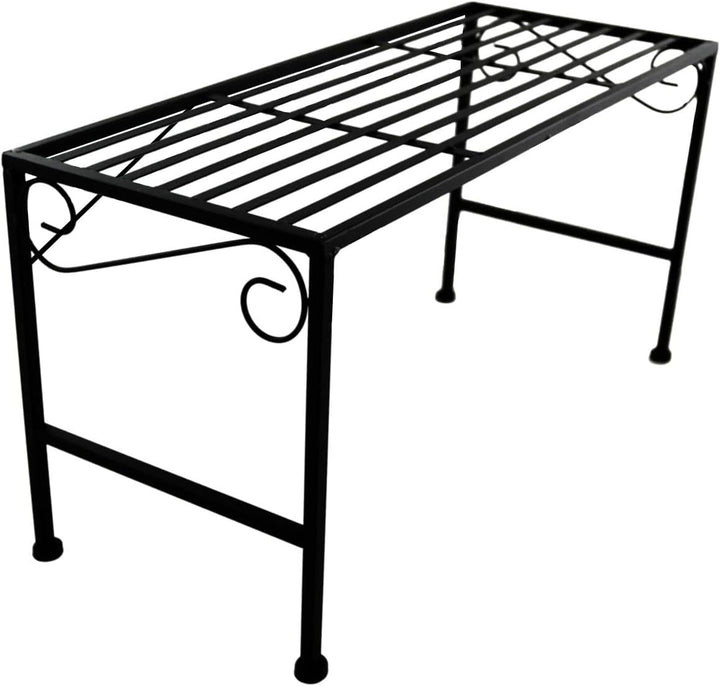 PrimoLiving Metall Blumentreppe 2-teilig schwarz - Klappbare 2-stufige Blumenbank Metall-Bank Blumen