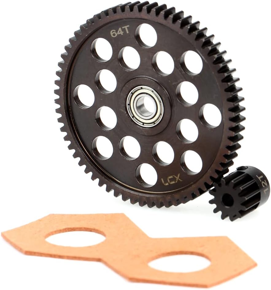 LCX Racing 1/10 RC Crawler Auto gehärteter Stahl 32P 64T Sporengetriebe mit 12T Ritzel Getriebe für