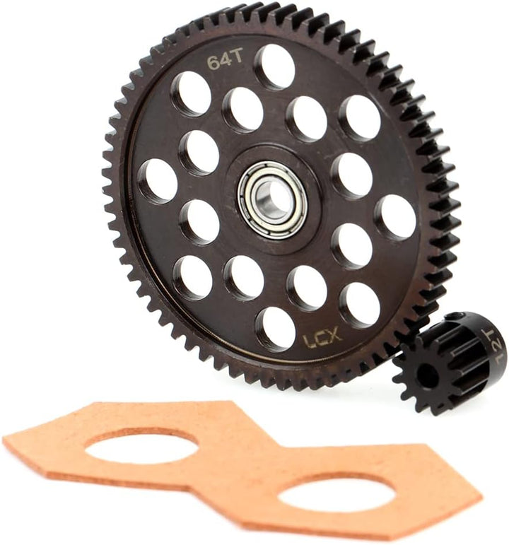 LCX Racing 1/10 RC Crawler Auto gehärteter Stahl 32P 64T Sporengetriebe mit 12T Ritzel Getriebe für