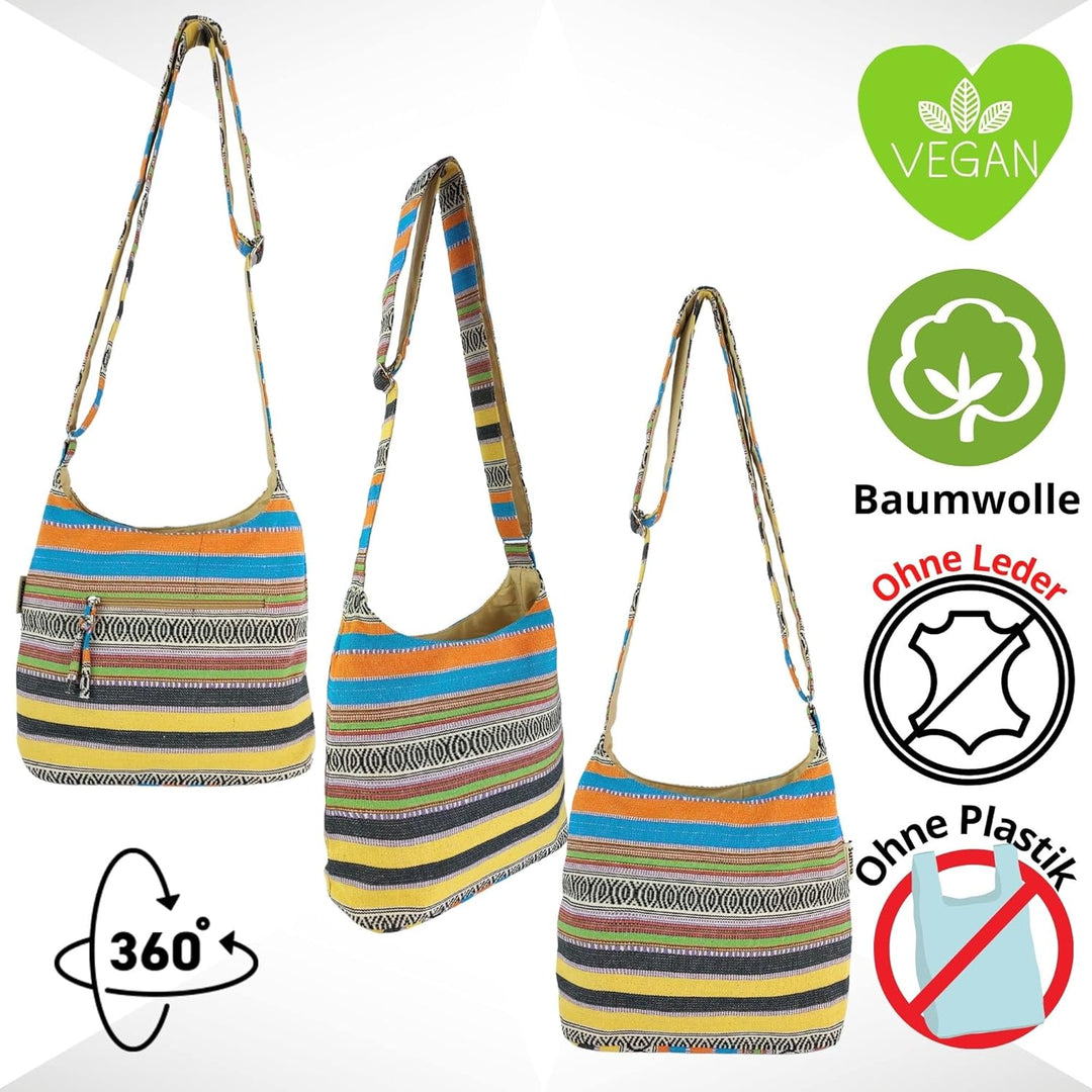 Sunsa Damen Umhängetasche. Hobo Tasche aus gewebter Baumwolle mit verstellbare Henkel. Crossbody Sch