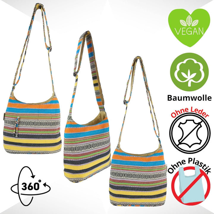 Sunsa Damen Umhängetasche. Hobo Tasche aus gewebter Baumwolle mit verstellbare Henkel. Crossbody Sch