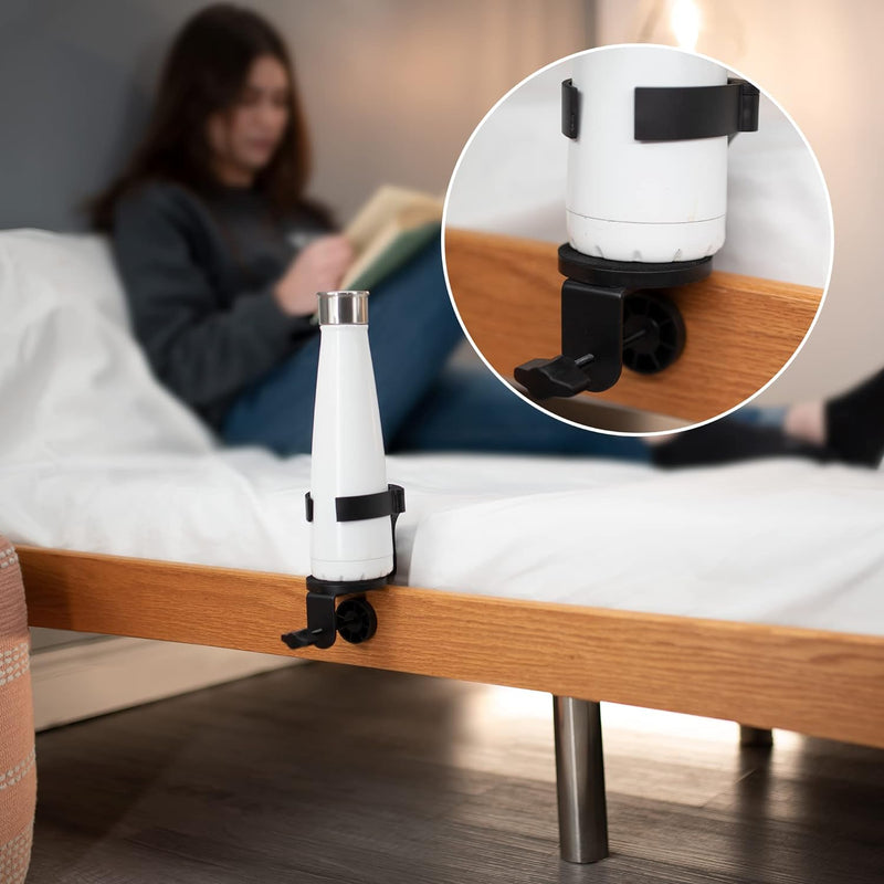Vivo Becherhalter zum Anklemmen am Schreibtisch und Bett, kein Verschütten, verstellbare Getränkehal