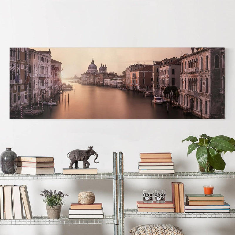 Bilderwelten Leinwandbild - Abendstimmung in Venedig - Panorama Quer, 40cm x 120cm, 40cm x 120cm