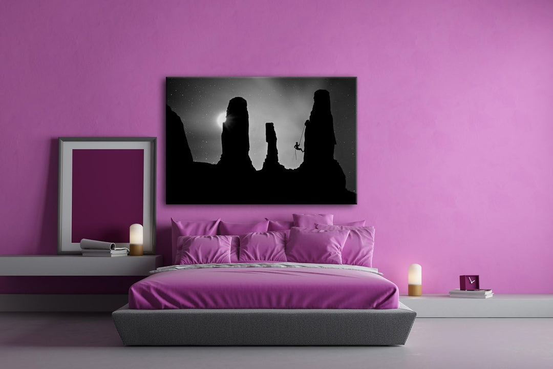 deyoli Silhouette eines Bergsteigers Format: 80x60 Effekt: Schwarz/Weiss als Leinwand, Motiv fertig
