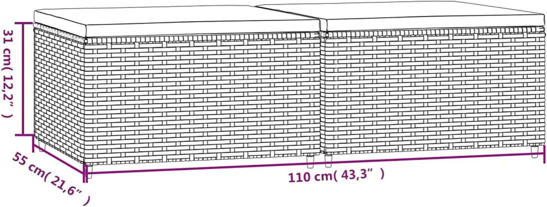 Tidyard Gartenhocker mit Kissen 2 STK.Sitzhocker Fussbank Hocker Gartenmöbel Holzhocker Fussstütze O