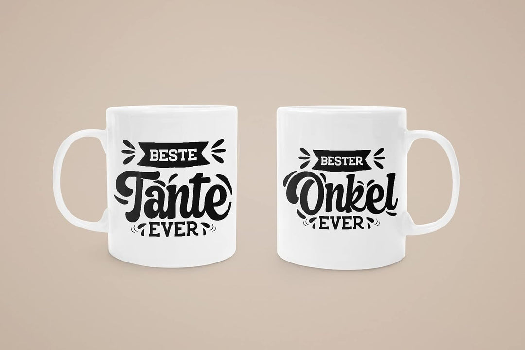 Trendation - Tante und Onkel Geschenk Tasse Set Kaffeetassen Geschenke Weihnachten (Weiss), Weiss