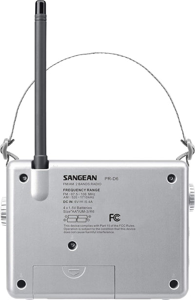Sangean PR-D6 tragbares Radio (UKW/MW-Tuner, Batterie/Netzbetrieb) weiss, weiss