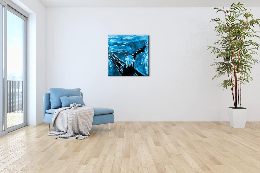 deyoli Edvard Munch Der Schrei Format: 70x70 Effekt: Monocrome Blau als Leinwandbild, Motiv fertig g
