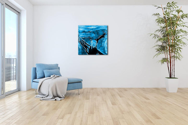 deyoli Edvard Munch Der Schrei Format: 70x70 Effekt: Monocrome Blau als Leinwandbild, Motiv fertig g