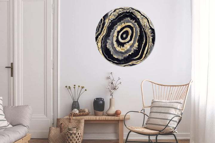 Wandbild Rund Wanddeko Deko Wohnzimmer Bilder 90x90 cm Achat - Gold - Geodestin - Marmor, 90x90 cm